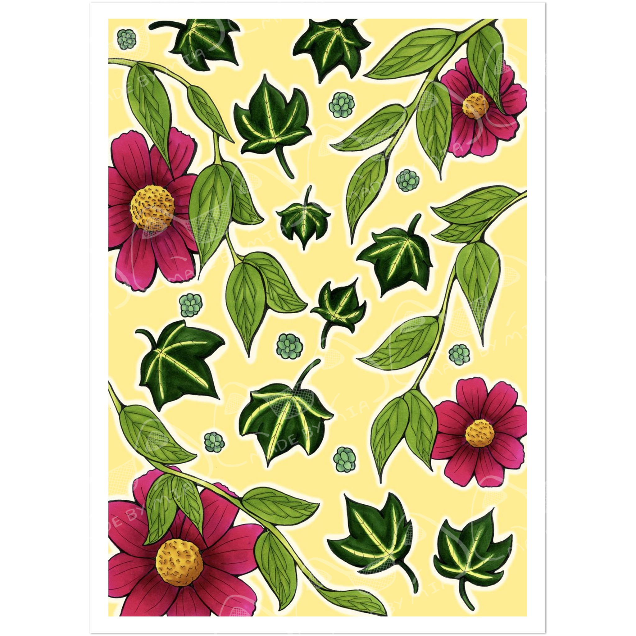 Flowers and Leaves Art Print