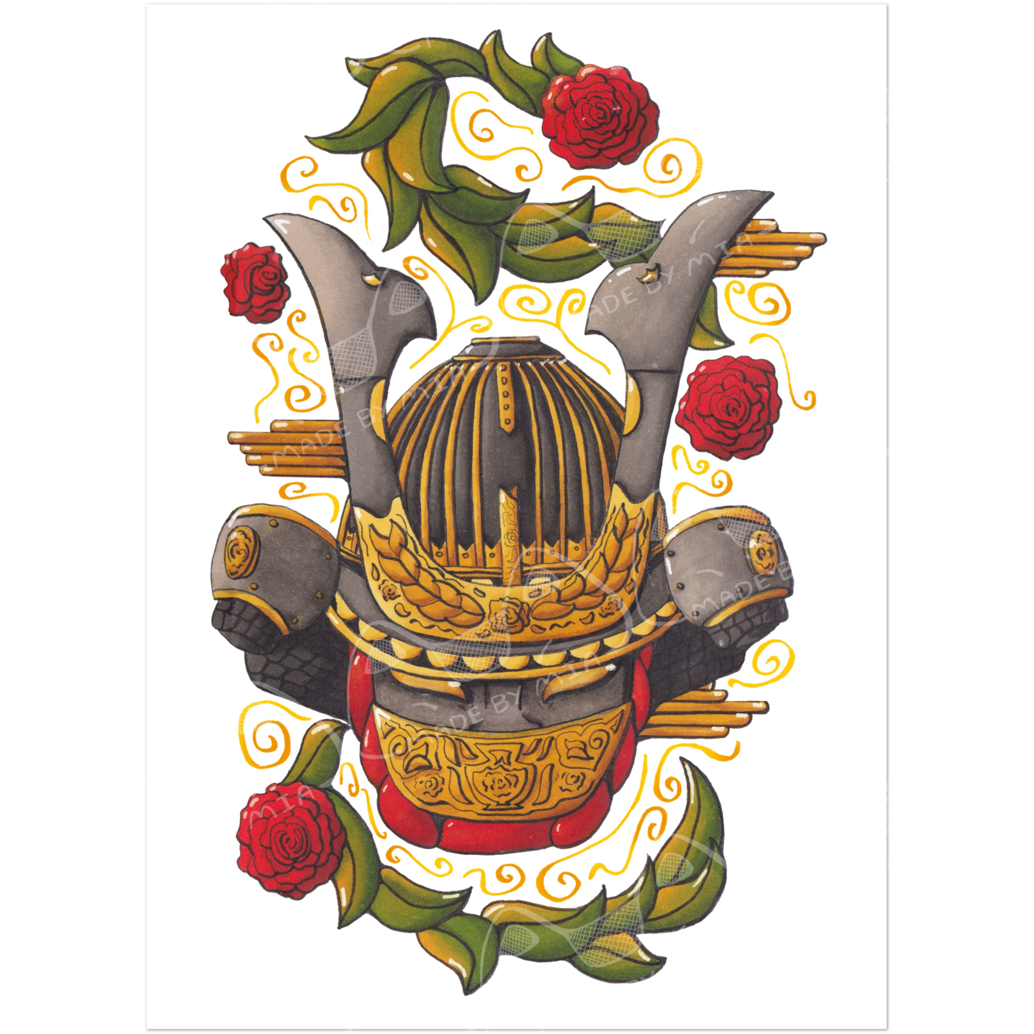 Samurai Rose Art Print