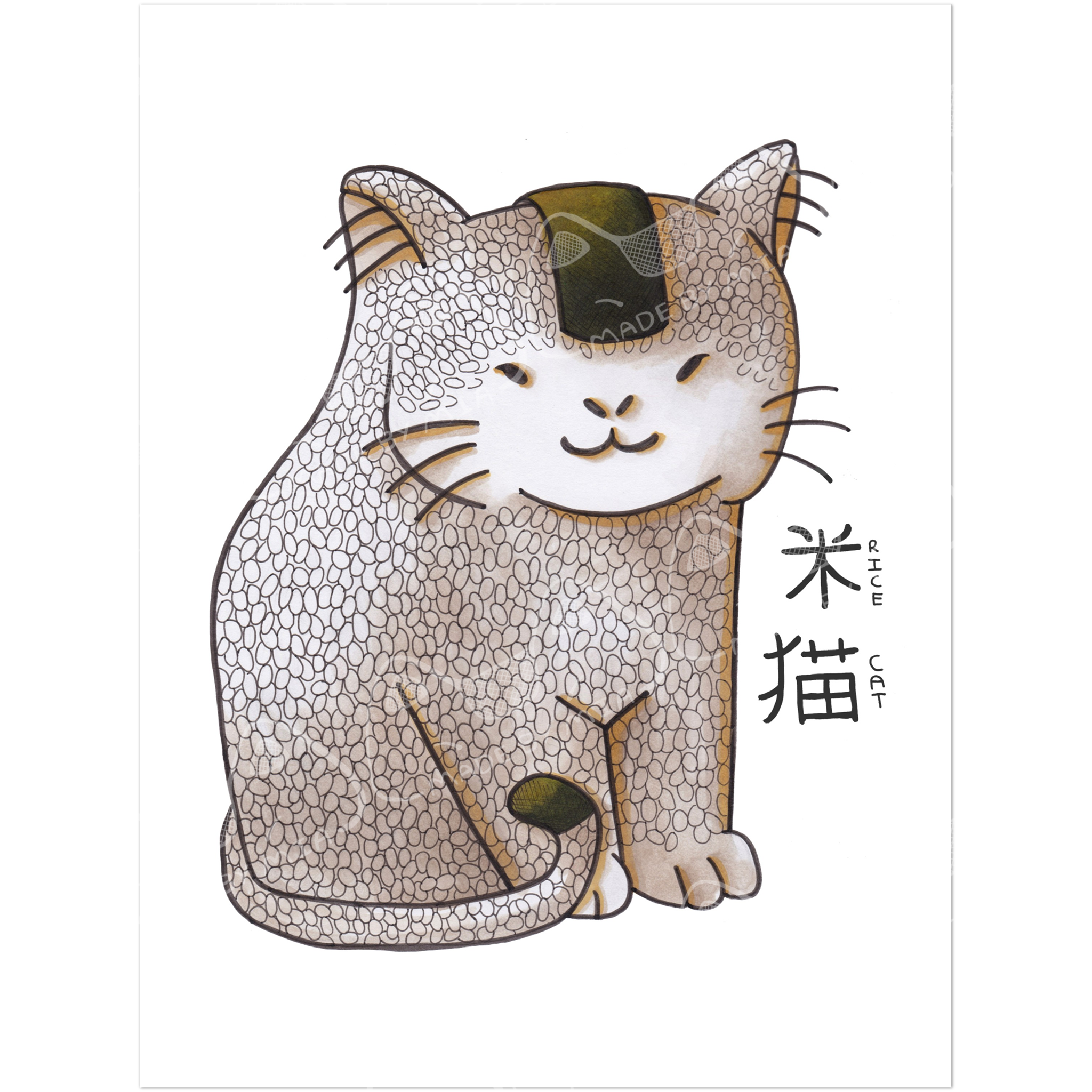 Rice Cat Art Print