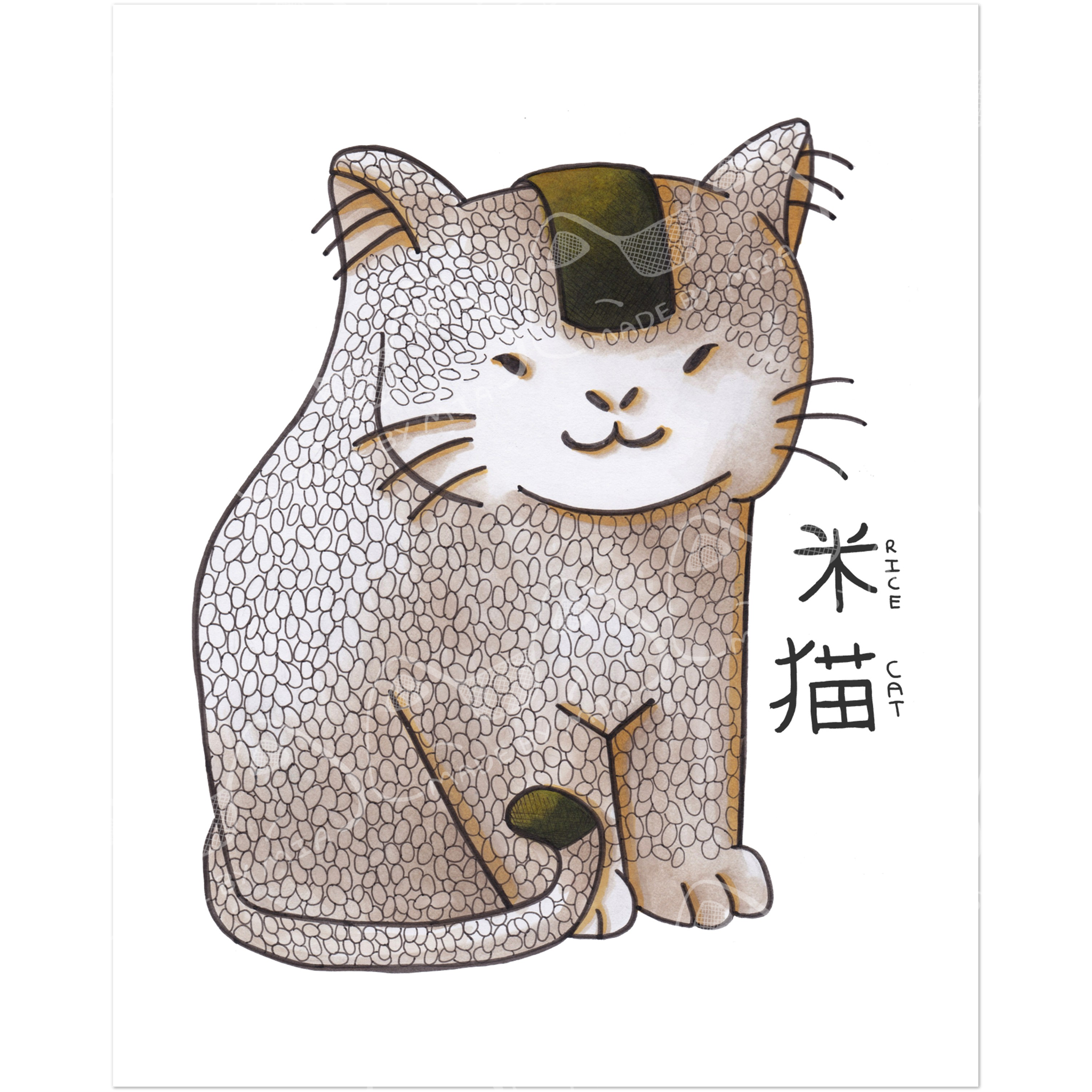Rice Cat Art Print