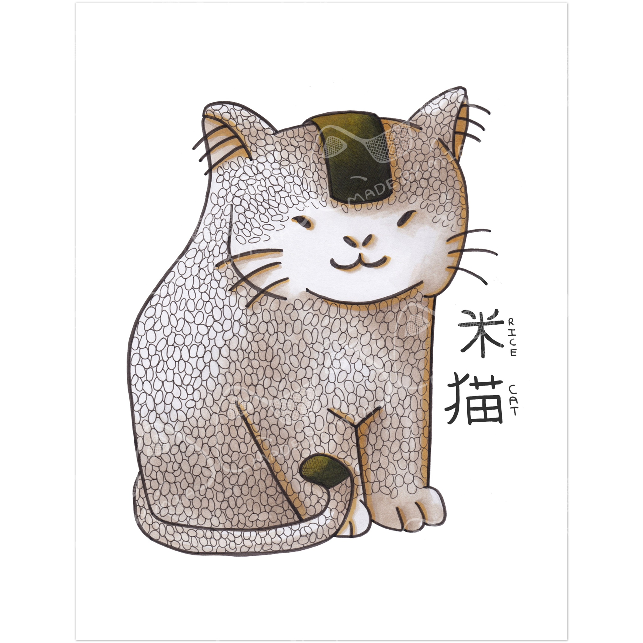 Rice Cat Art Print