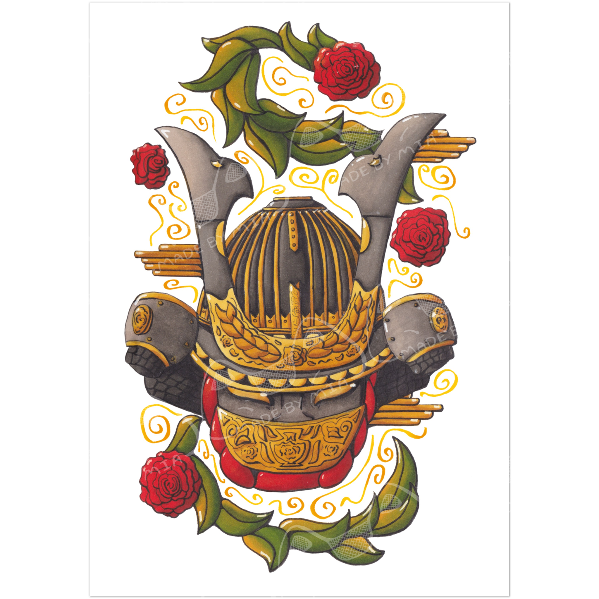 Samurai Rose Art Print