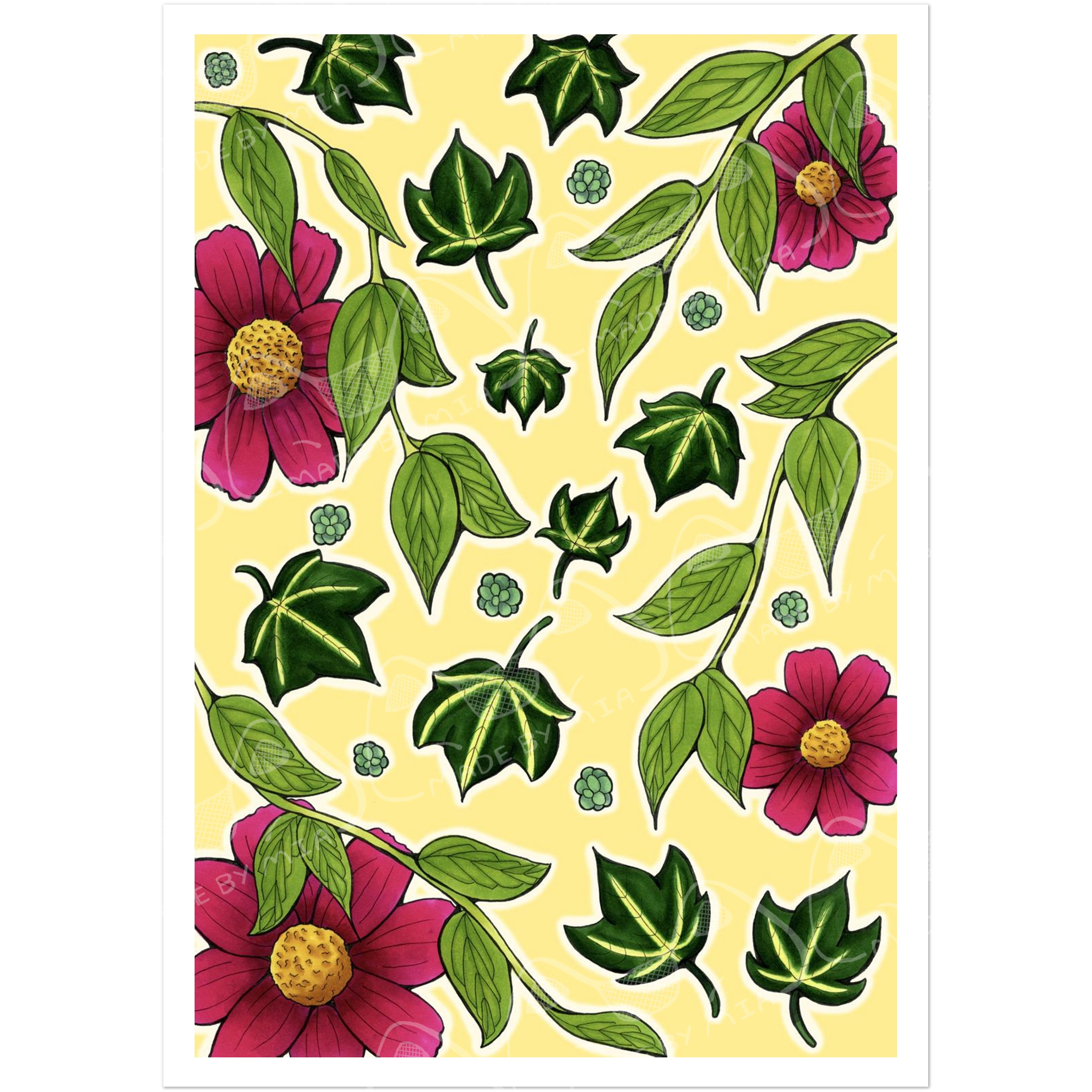 Flowers and Leaves Art Print
