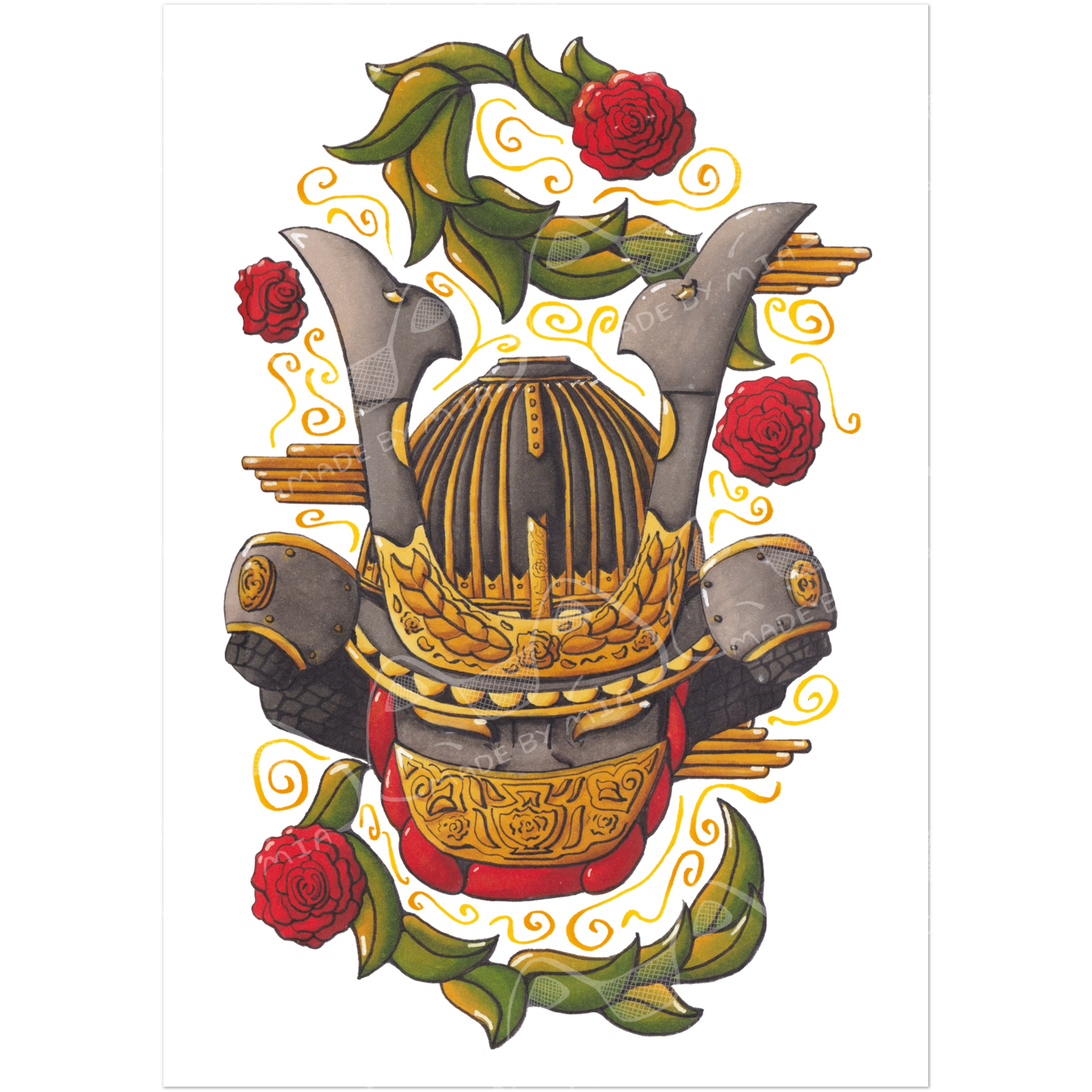 Samurai Rose Art Print