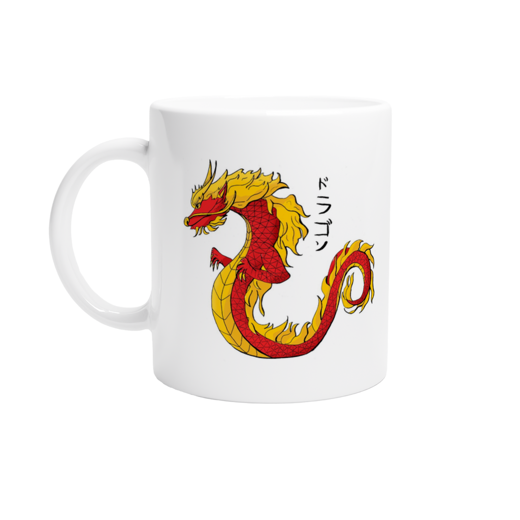 Japanese Dragon ドラゴン White 11oz Ceramic Mug