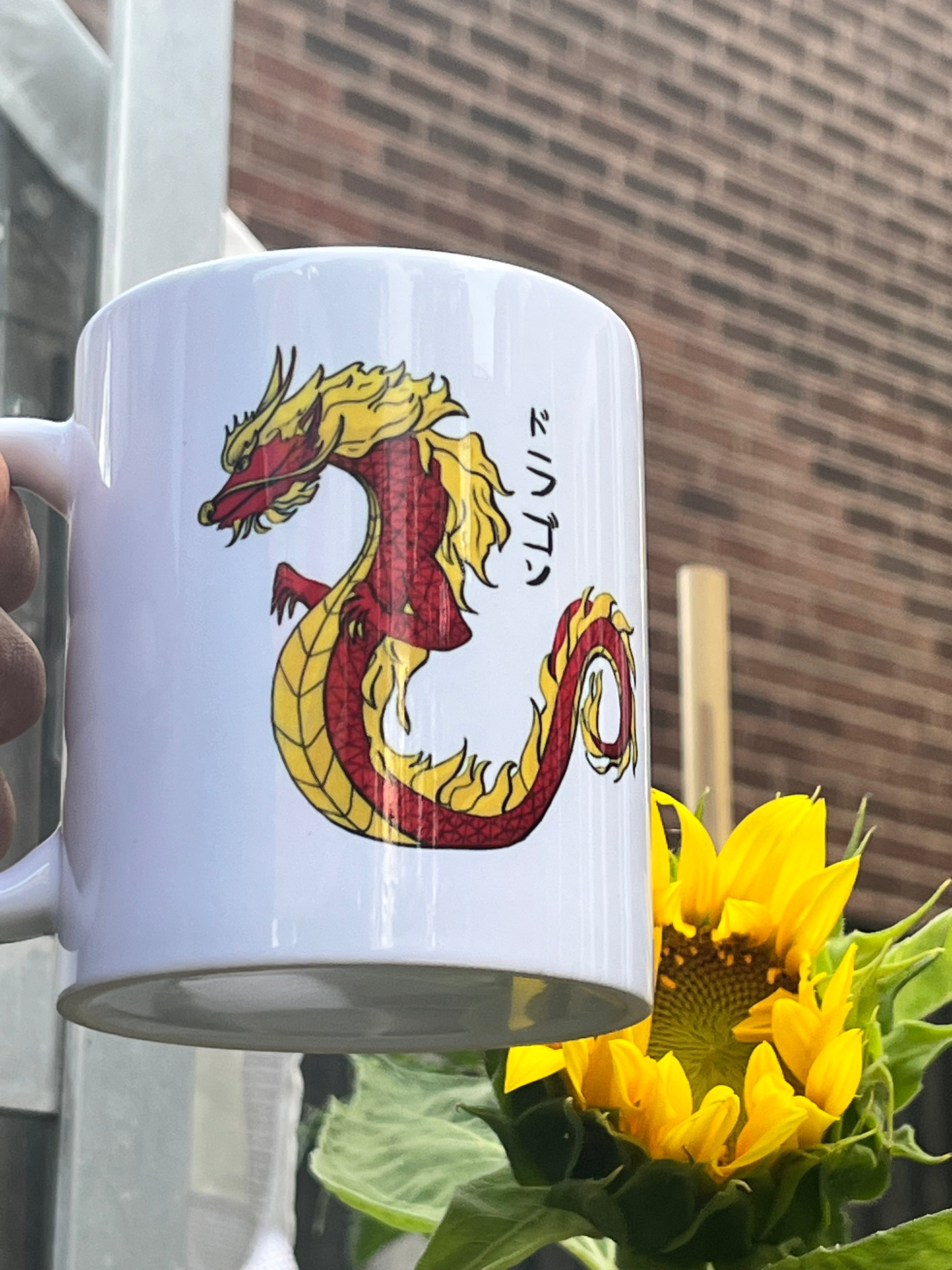 Japanese Dragon ドラゴン White 11oz Ceramic Mug