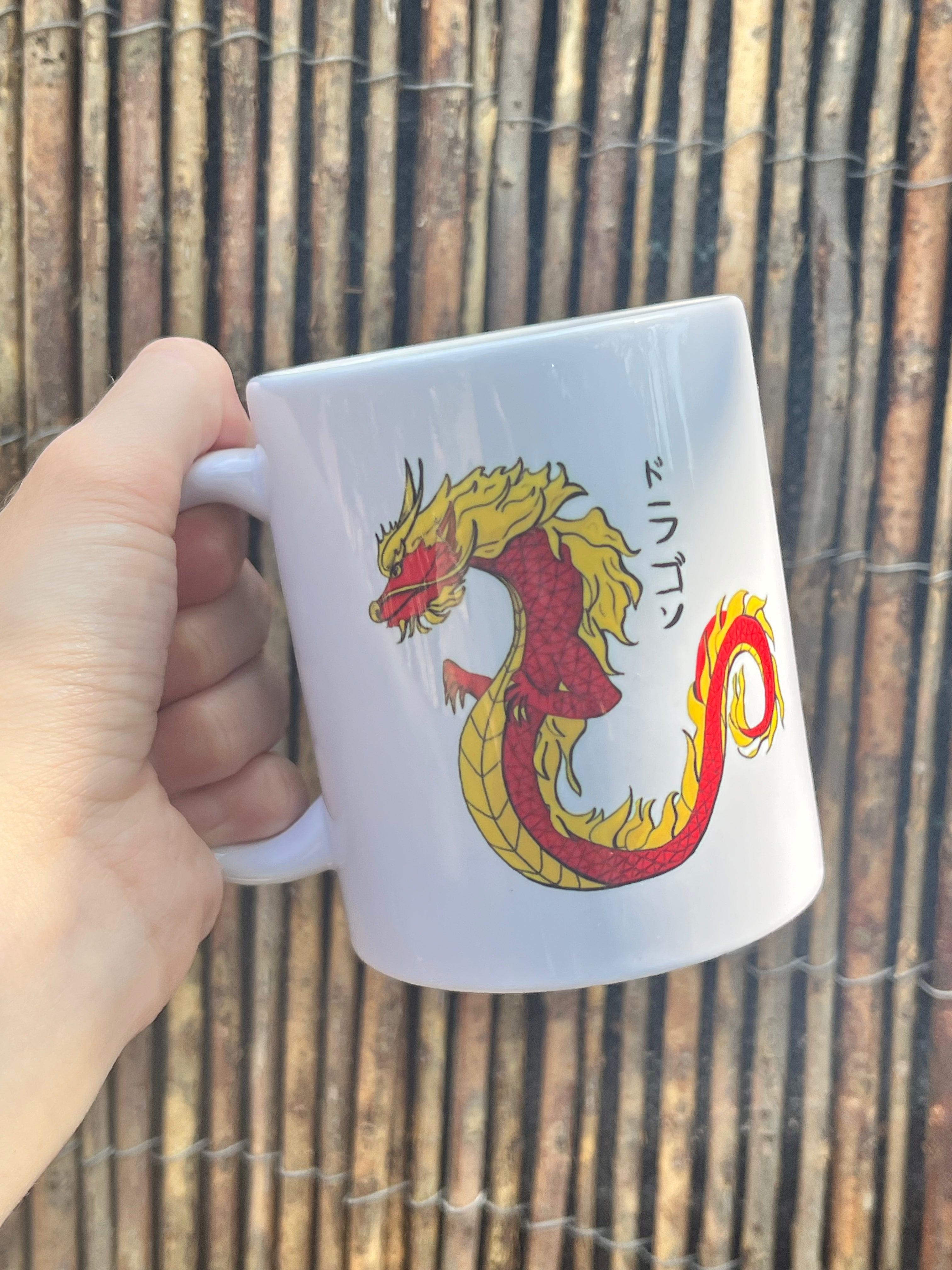Japanese Dragon ドラゴン White 11oz Ceramic Mug